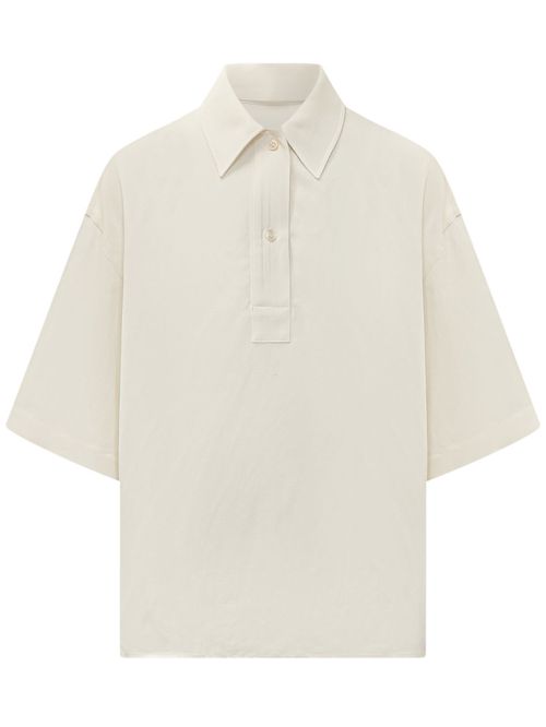 White Solid Shirt Collar Polo