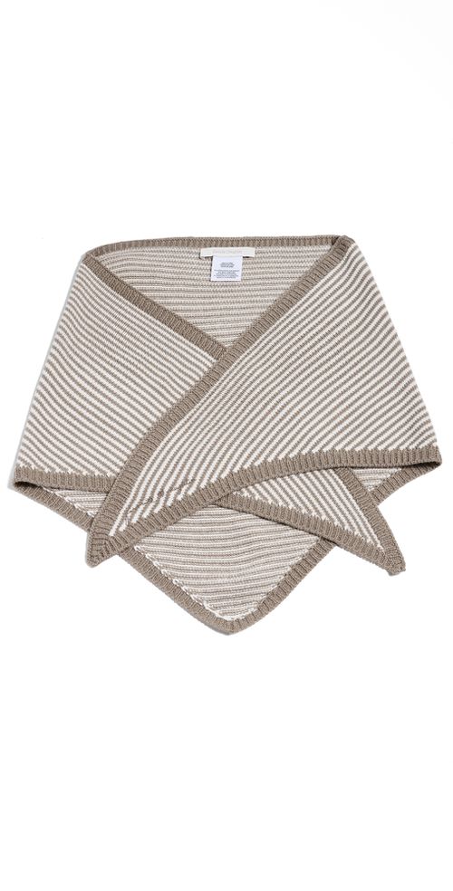 The Stripe Knitted Triangle Scarf soft taupe stripe One Size