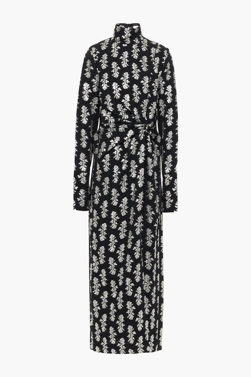 Twisted metallic fil coupé midi dress - Black - UK 6
