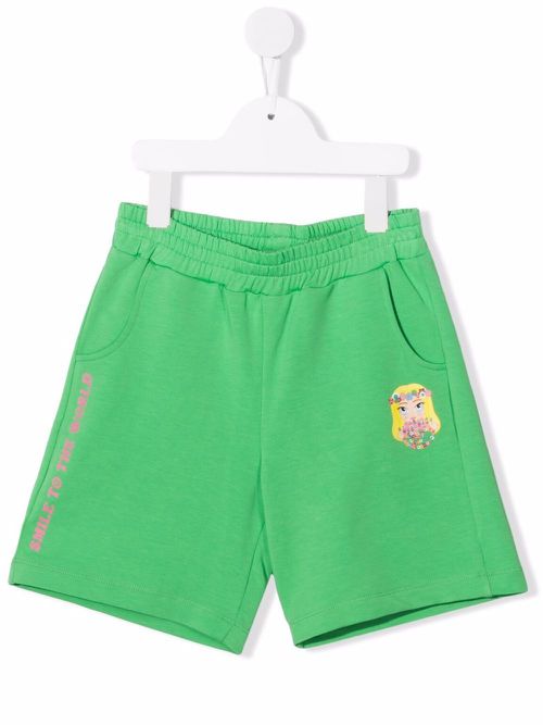 Logo-print track shorts - Green
