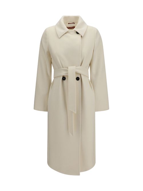 Double Breasted Wool Coat — White