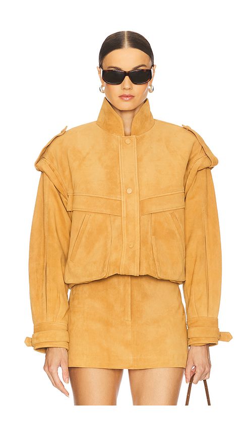 AEXAE BLOUSON EN CUIR en Brown. M. Also en