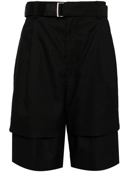 Layered linen shorts - Black