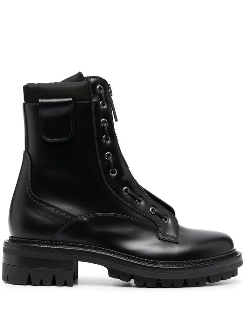 Leather zip-up boots - Black