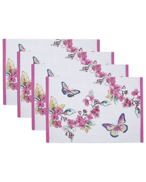 Set Of 4 Butterfly Meadow Floral Placemats
