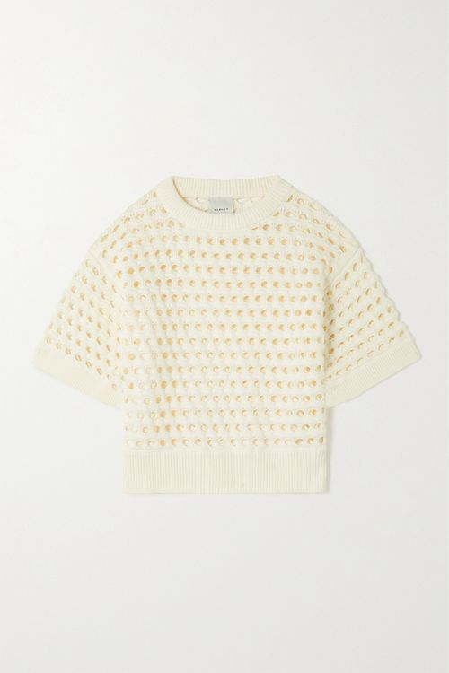 Claybourne Open-knit Cotton Top