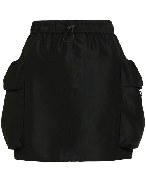 Drawstring cargo miniskirt - Black