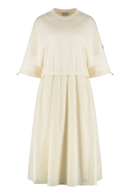 Cotton Dress with Logo Detail and Elastic Waistband
