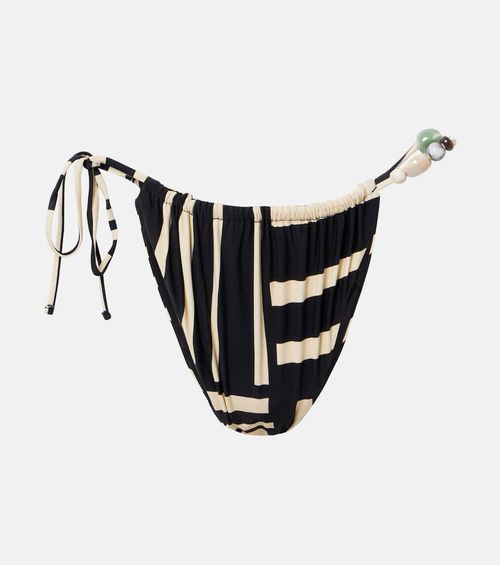 Embellished striped bikini bottoms