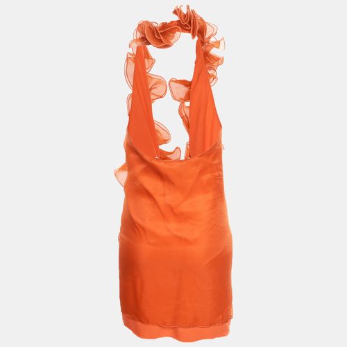 Valliant Orange Organza Ruffle Neck Top