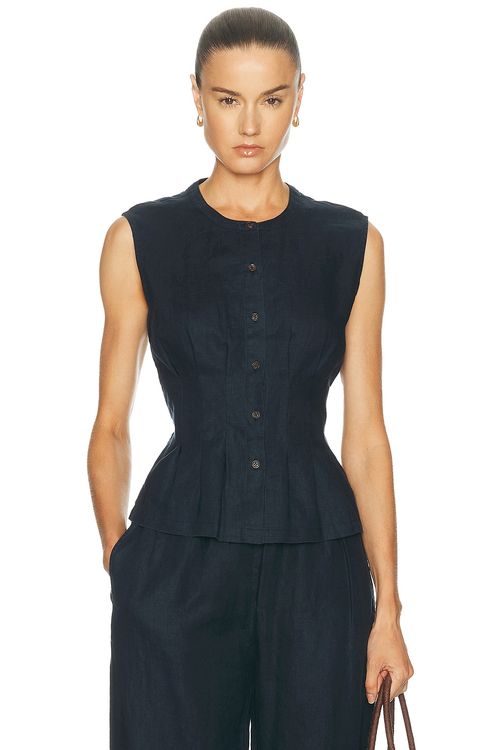 Jenni Kayne Lara Linen Top in Navy