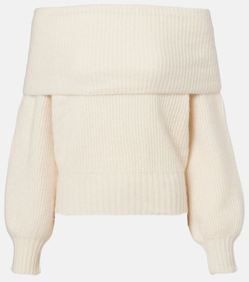Off-shoulder cashmere and silk sweater