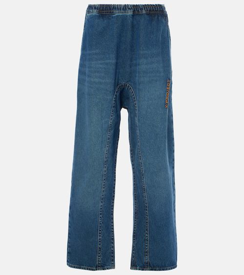 Logo low-rise wide-leg jeans