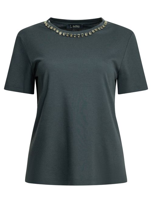 Max Mara S Blue Cotton Modal Crew-Neck T-Shirt