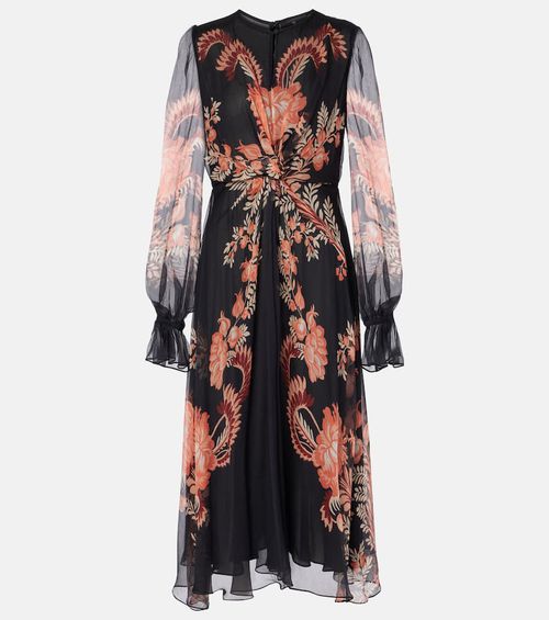Floral silk midi dress