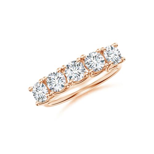 Angara 1.5 Carats Lab-Grown Half Eternity Five Stone Diamond Wedding Ring in 18K Rose Gold