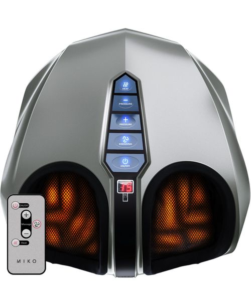 Shiatsu Foot Massager Machine with Kneading and Switchable Heat - Silver