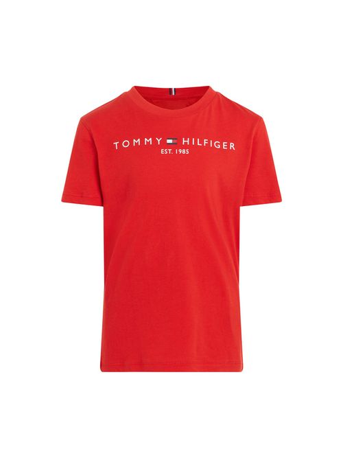 Essential Organic Cotton Logo T-Shirt in Deep Crimson, Size 14