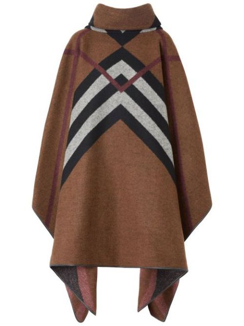 Chevron Check-jacquard cashmere poncho