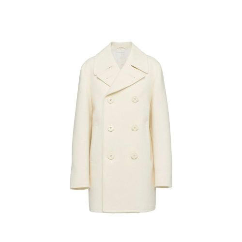 Double-Breasted Wool Coat — White