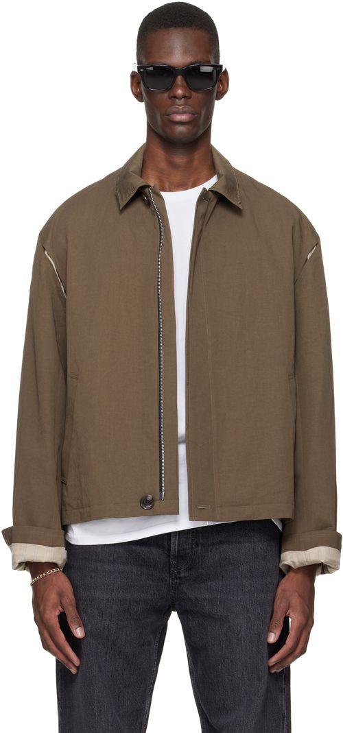 Brown Light Zipped Blouson Jacket