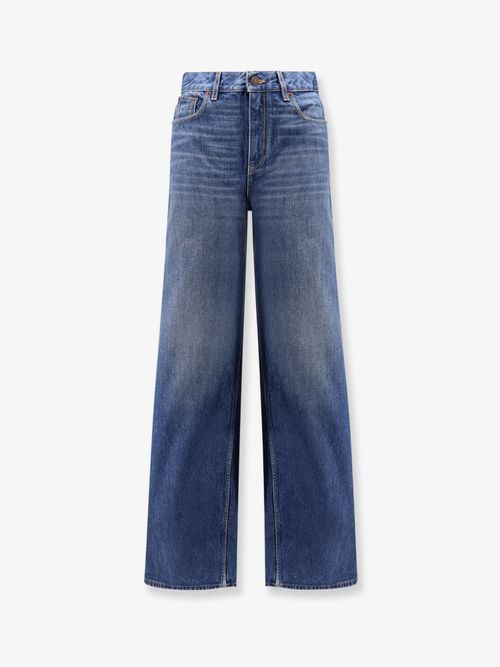 Leather Logo Tag Jeans — Blue