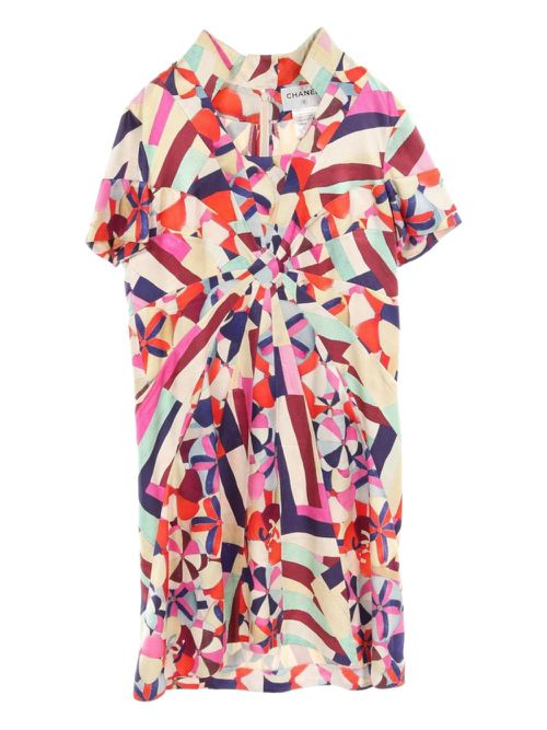 CHANEL Pre-Owned 1986-1988 silk mini dress - Neutrals