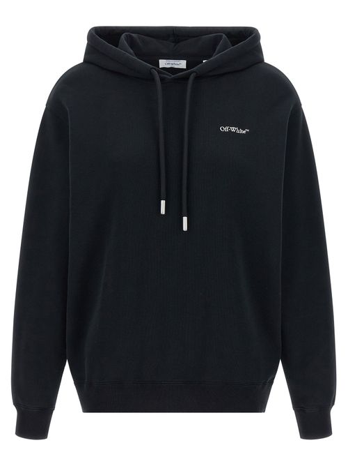 Logo-Embroidered with Arrow & Floral Graphic Hoodie — Black