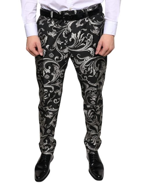 Baroque Jacquard Trousers — Black