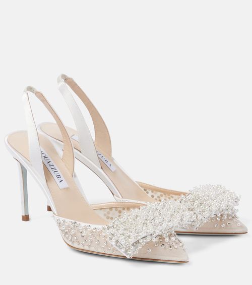 Aquazzura Bridal Melodie 85 embellished slingback pumps