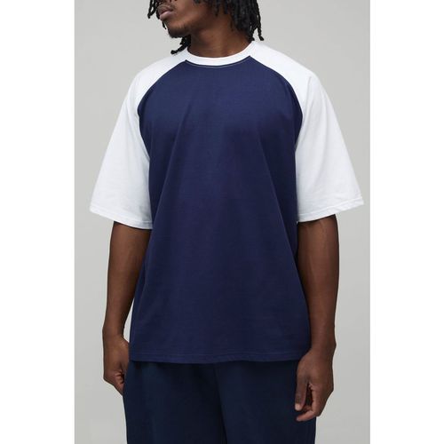BoohooMAN Mens Tall Oversized Raglan Short Sleeve T-Shirt - Navy Cotton - Sma