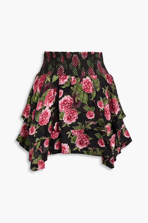 Alice Olivia - Zarya smocked devoré-chiffon mini skirt