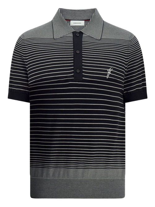 Striped polo shirt - Black
