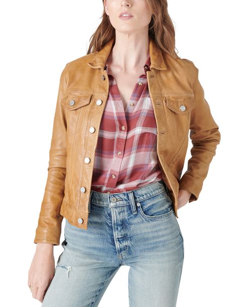 Leather Trucker Jacket - Cognac
