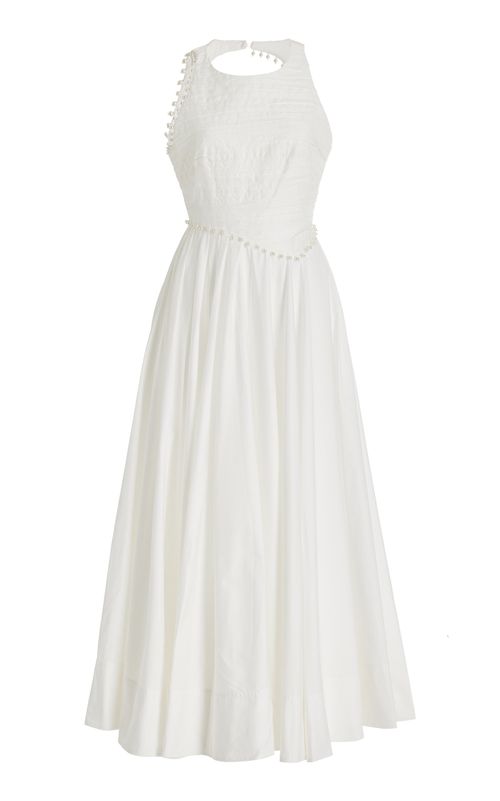 Aje | Women's Florence Pearl-Trimmed Cotton Midi Dress | Realry
