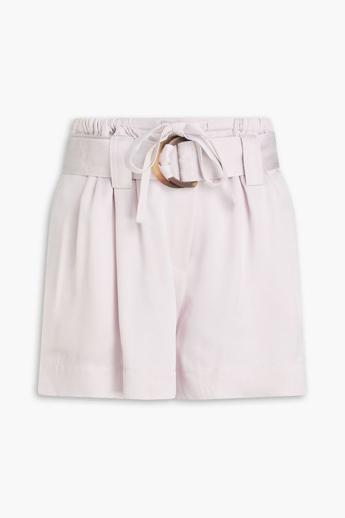Belted satin-twill shorts - Purple - 00