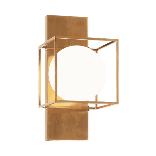 Aged Gold Brass One Light Wall Sconce from the Squircle Collection