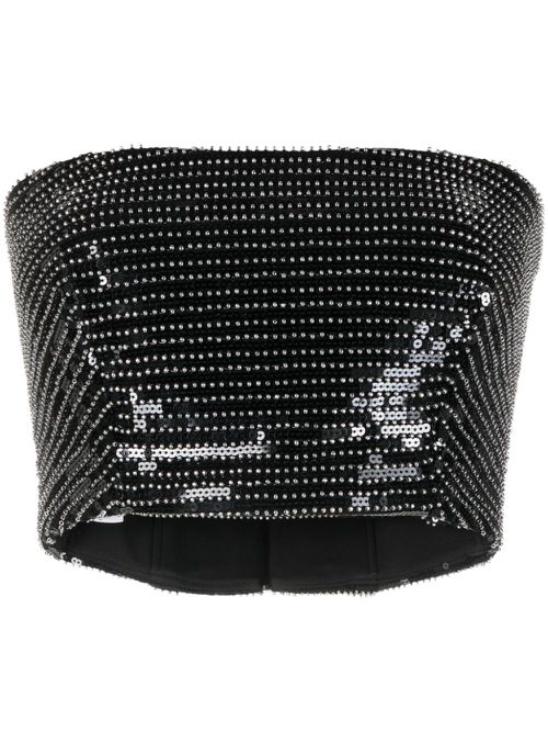 Sequined cropped top - Black