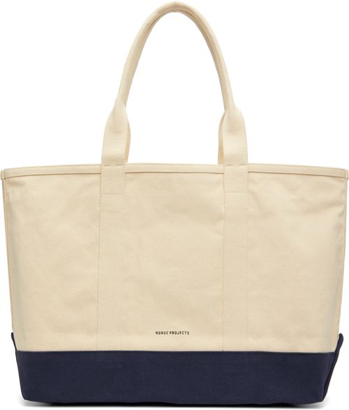 Off-White & Navy Stefan Cotton Canvas Tote