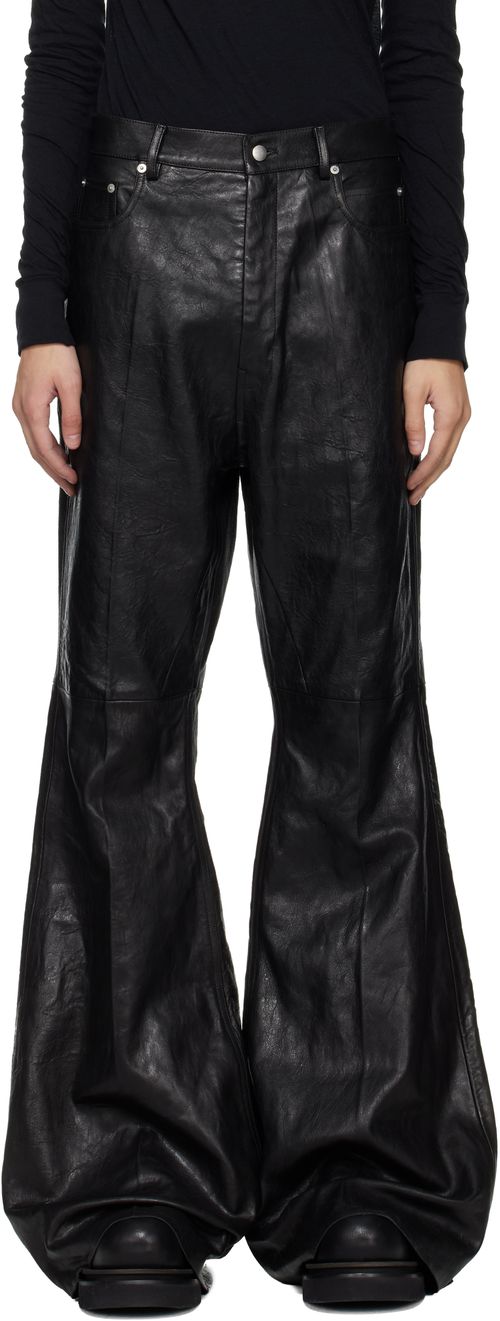 Black Temple Bolan Bootcut Leather Pants