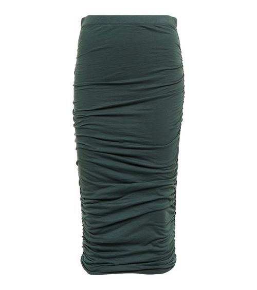 Lisa ruched cotton-blend midi skirt