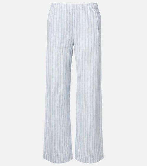 Evony striped cotton and linen wide-leg pants
