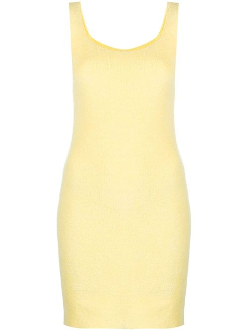 Lemon Yellow Cotton Blend Mini Dress