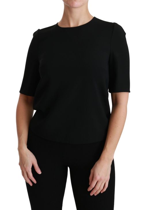Stretch Viscose Blend Blouse — Black