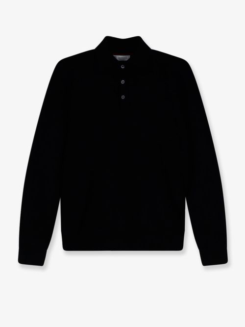 Cashmere-Silk Polo Shirt — Black