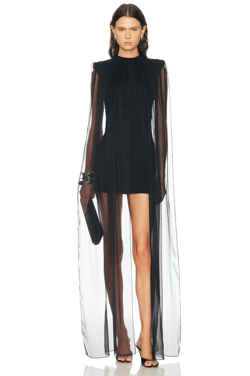 Burc Akyol Veiled Dress in Black - Black. XS also in