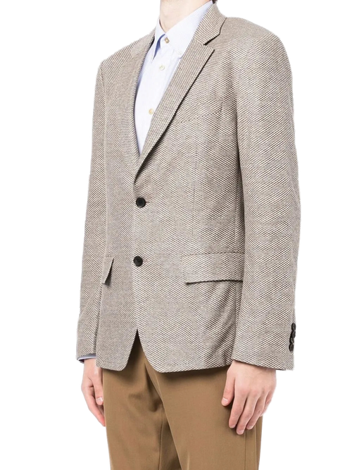 Cotton-Linen Textured Blazer — Brown