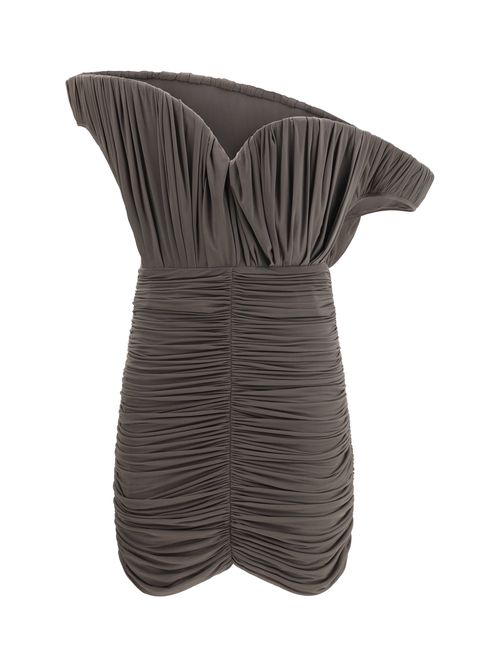 Asymmetrical Petal Mini Dress — Brown