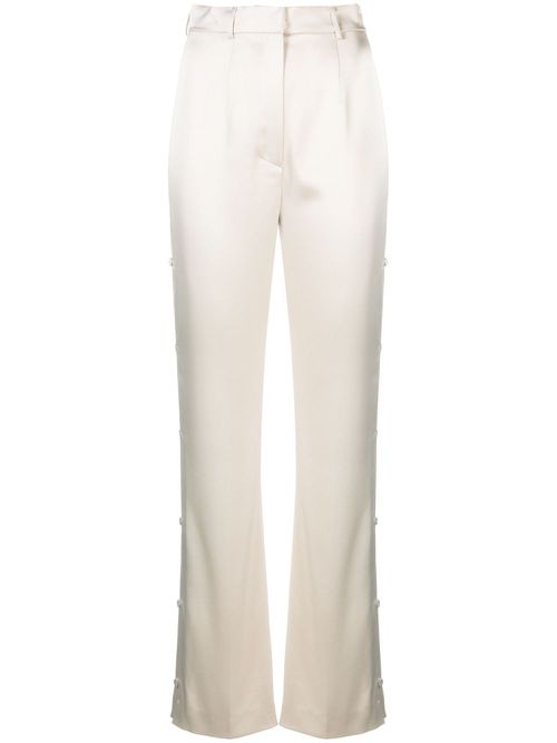 Felina side-button satin pants - Neutrals