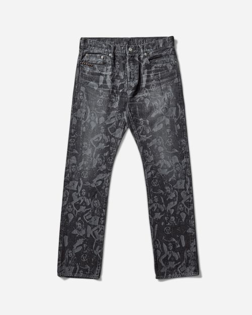 Slam Jam Hysteric Angels Screen Print Denim Pants Black